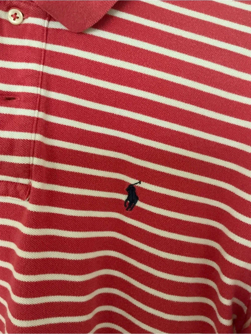 Polo by Ralph Lauren Pink and White Striped Short-Sleeve Polo